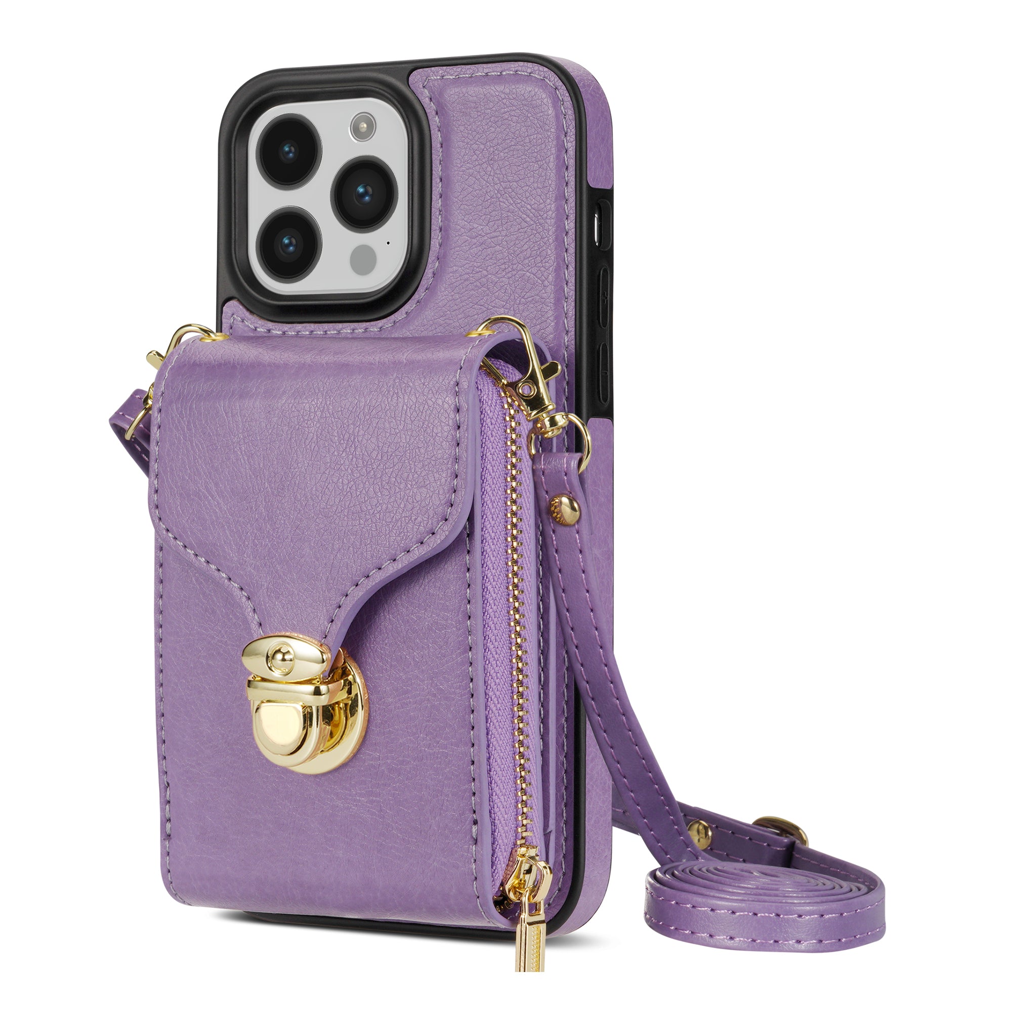 For iPhone 14 Pro Max PU Leather TPU Kickstand Phone Case Card Slot Holder Zipper Bag Phone Cover For iPhone 14 Pro Max PU Leather TPU Kickstand Phone Case Card Slot Holder Zipper Bag Phone Cover